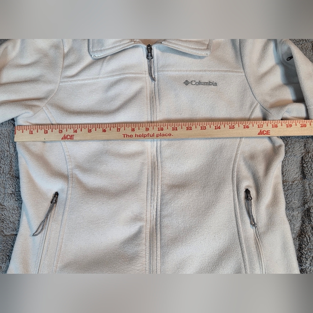 Columbia Full Zip Jacket Women's Size Medium  White Fleece Pockets - Picture 5 of 13